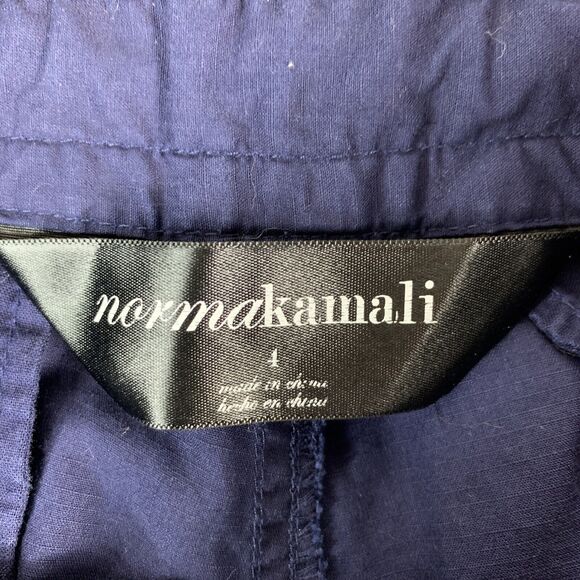 Norma Kamali Navy Wide Leg Cargo Cropped Pants Capri Size 4 Cotton W32 x L19 - Picture 6 of 8